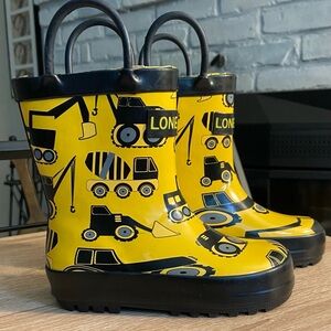 LONE CONE  Construction Zone Rain Boot with Easy On Handles. Children Size US 6